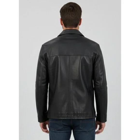 VTG Perry Ellis Portfolio Mens Black Lambskin Leather Jacket | 90s Quiet Luxury - Picture 7 of 16